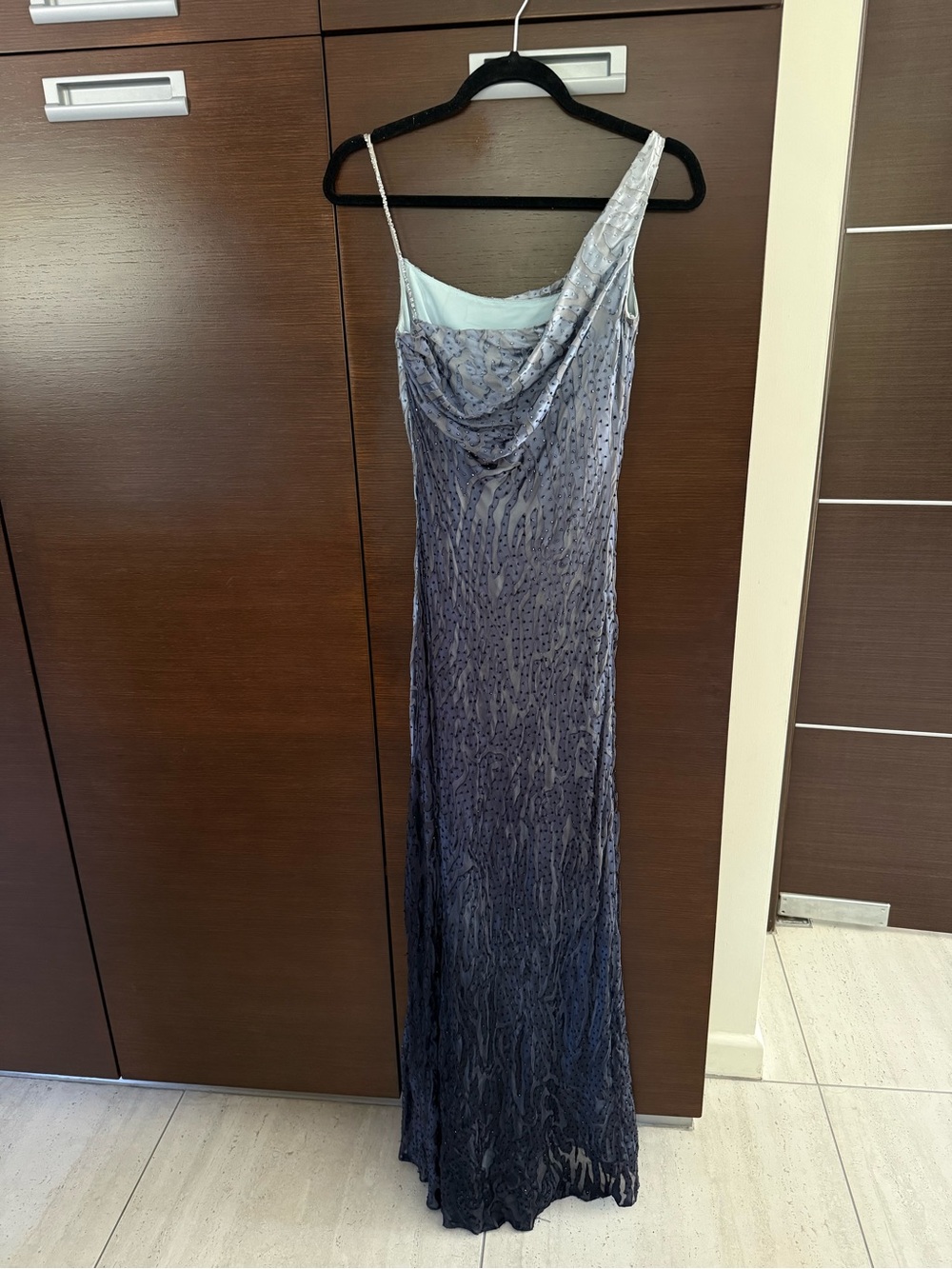 Niteline Ombre Maxi beaded Dress in Light Gray to navy - Picture 11 of 13